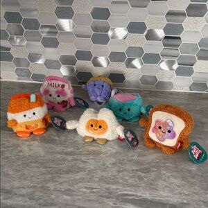 Adorable Plush Toy Set - Orange, Pink, Purple, Brown